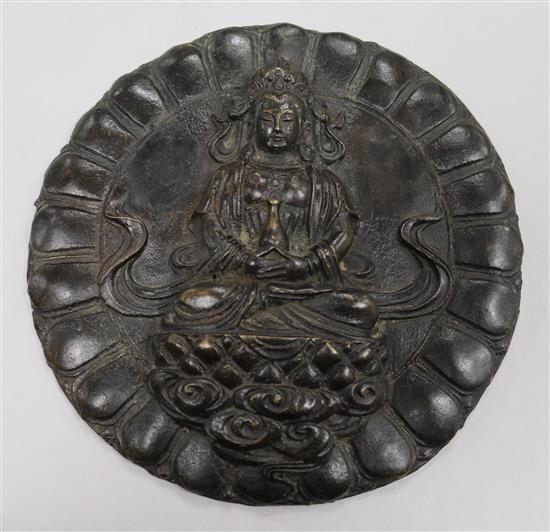 A Chinese bronze plaque of Guanyin